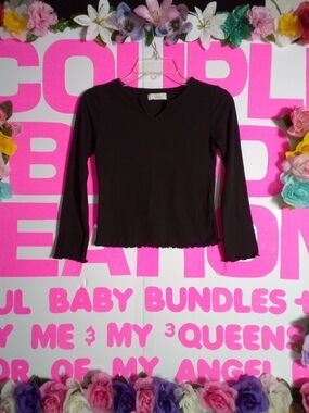 Girls' Black Long Sleeve Ribbed Top - Classic Kids Tee
